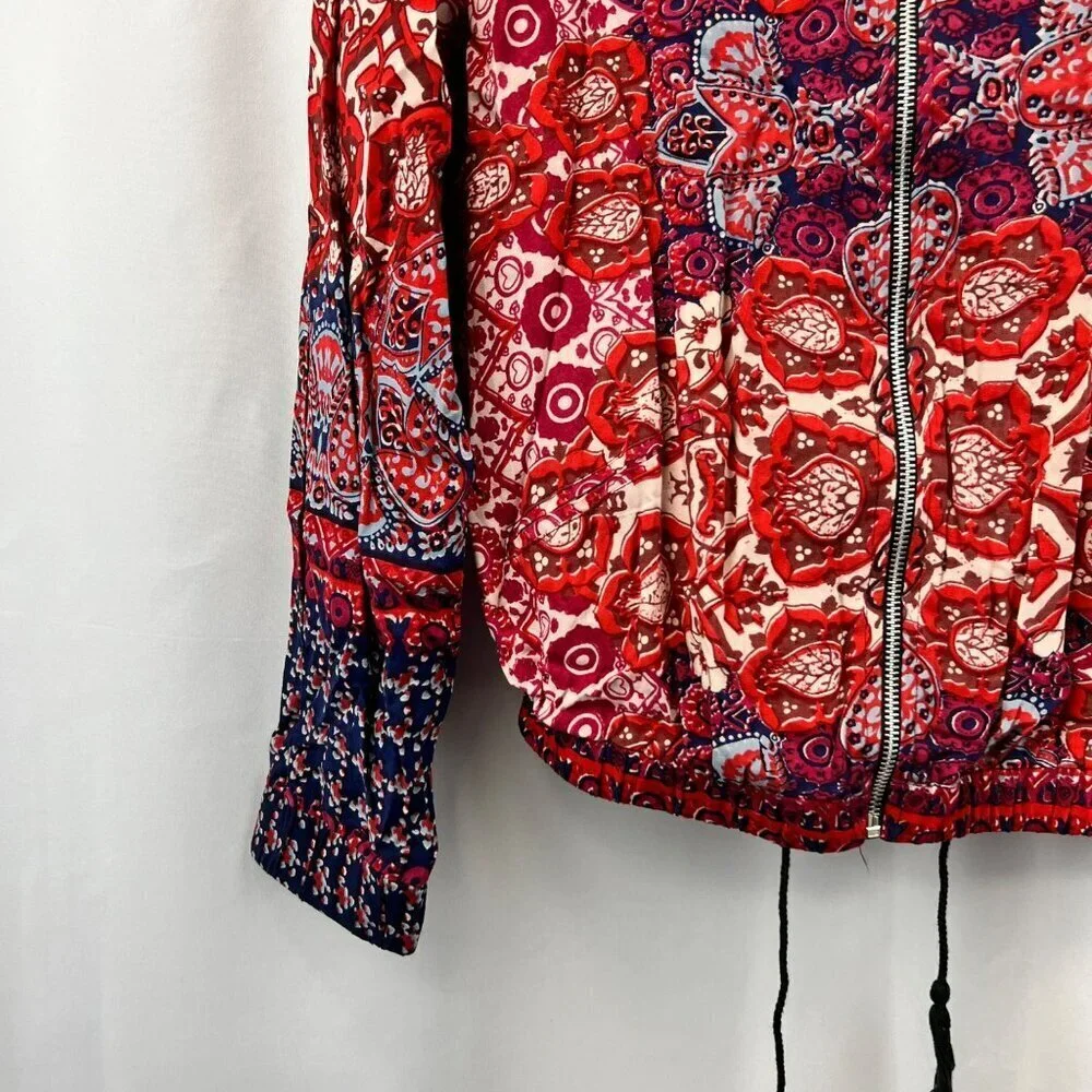 Angie Women’s Paisley Jacket Full Zip Red/Multi Size Large